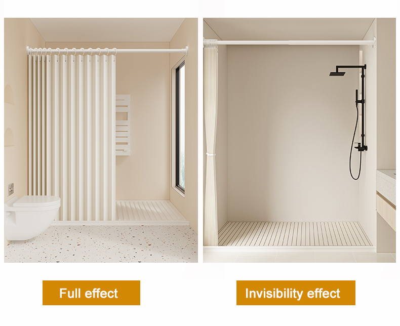 Imitation Linen Accordion‑Folding Shower Curtain
