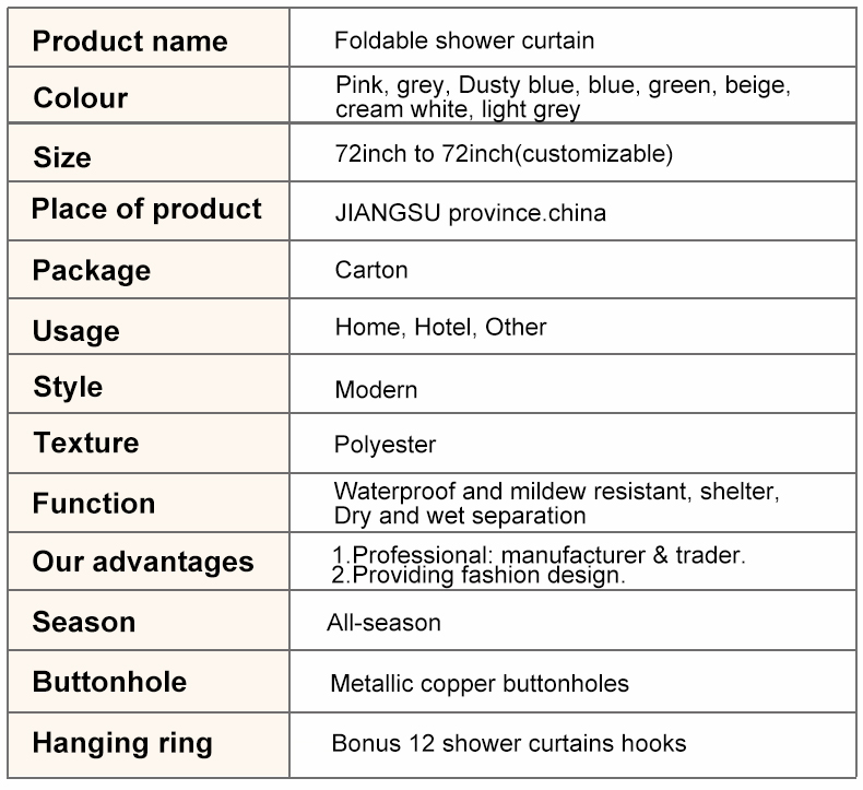 Imitation Linen Accordion‑Folding Shower Curtain