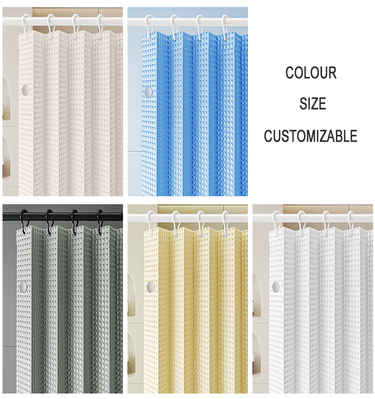 Accordion‑Fold Waffle Weave Shower Curtain